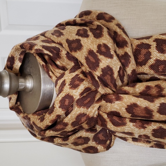 Accessories - Brown Tan Cream Animal Print Pashmina Scarf Wrap